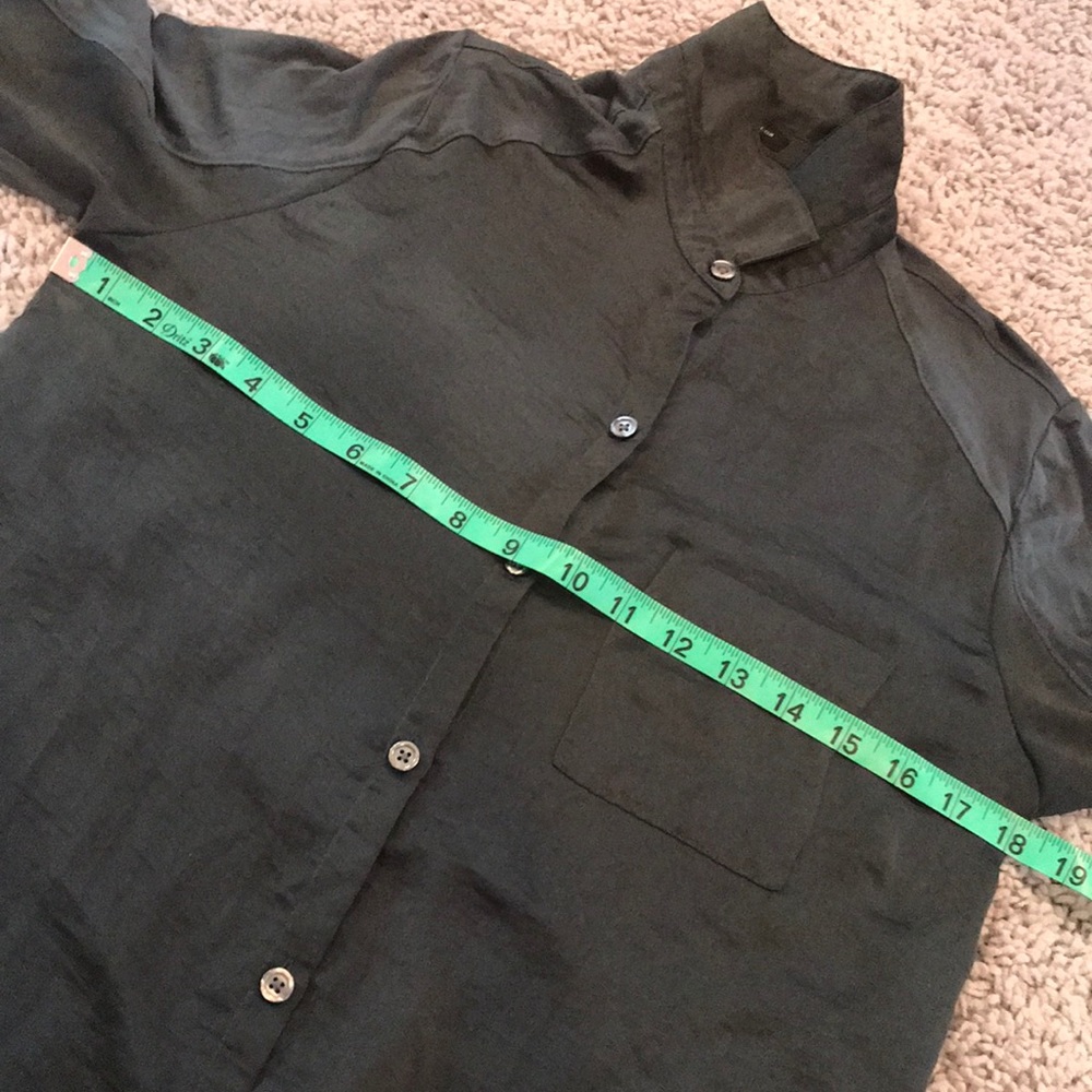 Ann Taylor dark forest green drapey shirt
